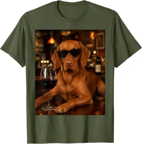 Vizsla trinkt Wein Sonnenbrille Lustiges Hunde-Meme T-Shirt Y2k Bar-Kunst Vizsla trinkt Wein Hund Grafik Ästhetische Kleidung Grafik – Detail 16