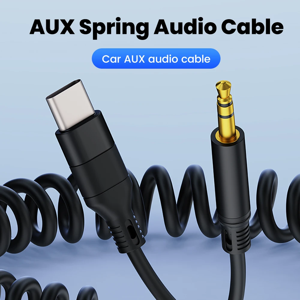 

Type-c to 3.5mm car aux audio cable spring retractable digital adapter cable suitable for iPhone15 16 data cable