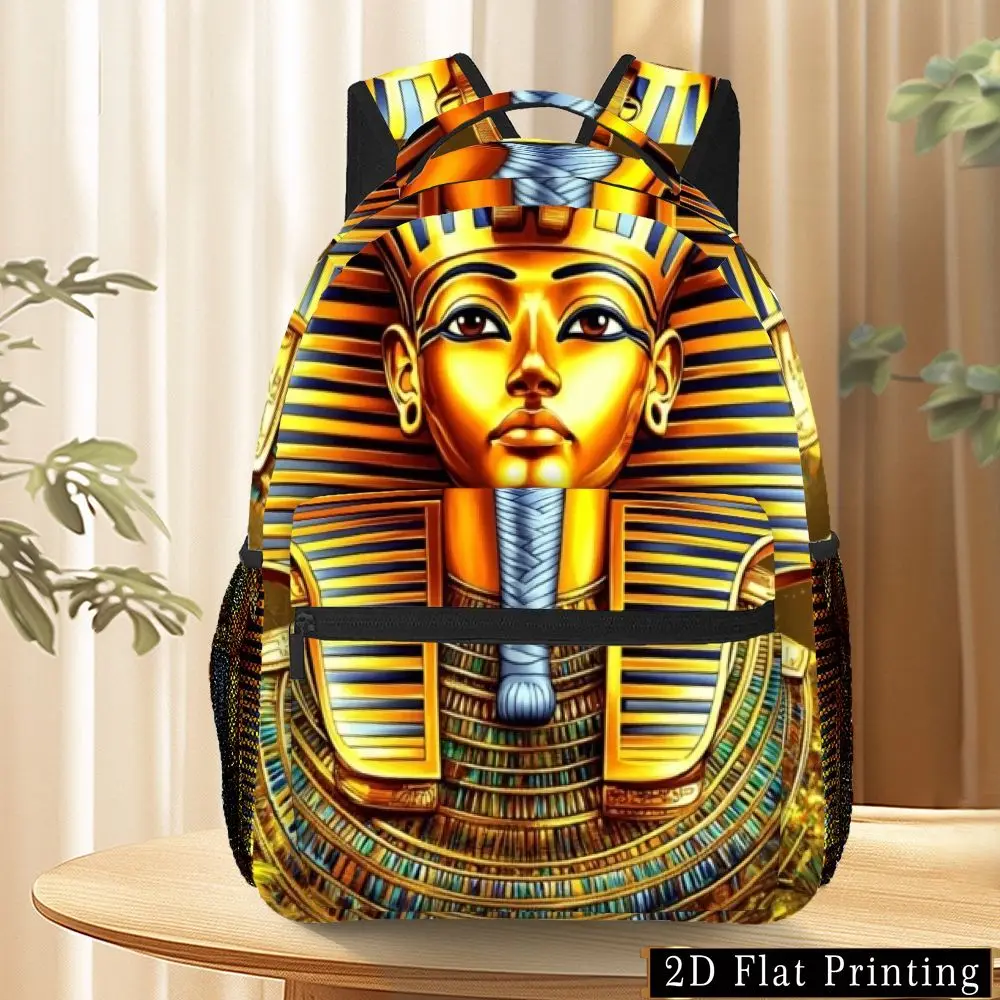 Egyptian Pharaoh Tutankhamun Print Backpack Ancient King Tut Pattern School Bag Casual Daypack for History Lovers Students