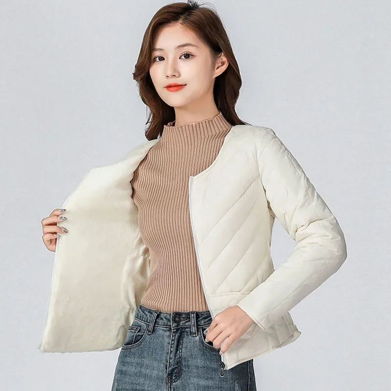 Parka Women's Short Coats Jackets 2023 Winter New Fashion Cotton-Padded Stripe Splicing Thickening Keep Warm Skinny Parkas Woman