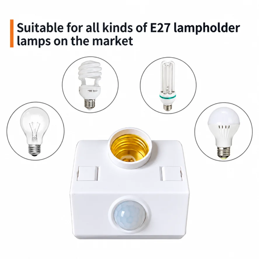 E27 PIR Motion Sensor Lamp Holder 120° Infrared Human Body Induction Socket Auto On Off Light Control Base for Corridor Stairway