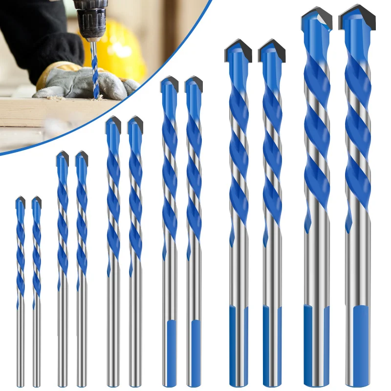 

Blue Overlord Drill Kit Tile Glass Concrete Drilling Alloy Multi-Function Triangle Drill Bit Collection High Hardness Hole