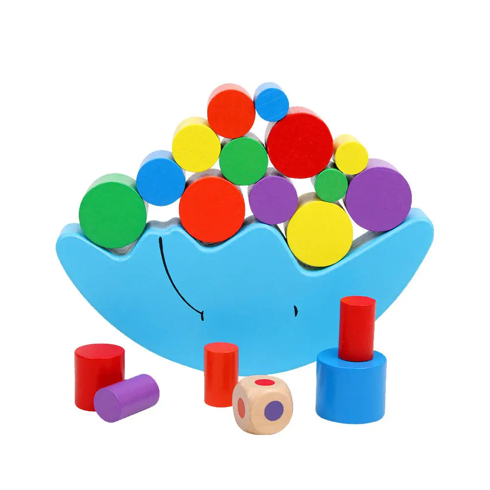 

Wooden Balance Building Block Moon Boat Colorful Stacking Early Educational Game Parent Child Interaction for Kids Children