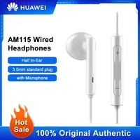 Huawei AM115 Wired Headphones 3.5mm Half In-Ear Headset Sound Heavy Subwoofer Driver Stereo Sports Earphones With Microphone