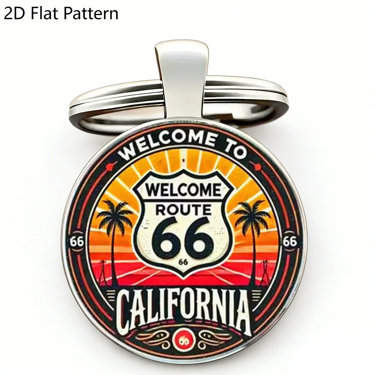 1pc Vintage CALIFORNIA Route 66 Keychain Retro Road Trip America USA Souvenir Perfect Gift for Family Friends Car Bag Accessory