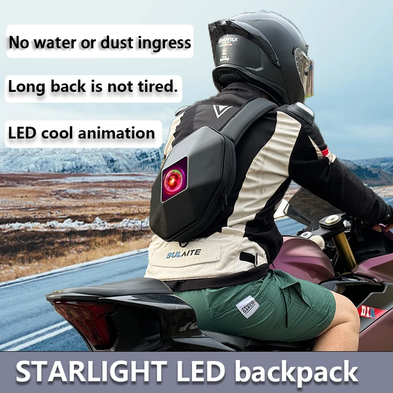 

2024 New Star LED Backpack Single Shoulder Crossbody Bag with Luminous Display Cool DIY Hard Shell Waterproof Motorcycle Sport