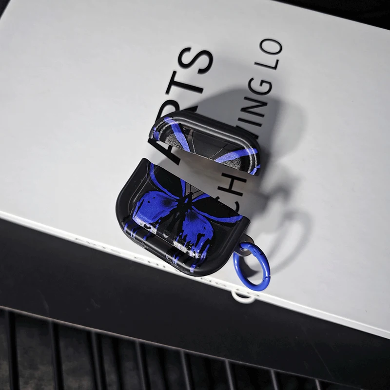 حافظة على شكل فراشة زرقاء لأجهزة Apple Airpods Pro 3 1st 2nd 3rd غطاء الجيل لأجهزة Airpods 4 2 Gen New Air Pods غطاء حماية #3