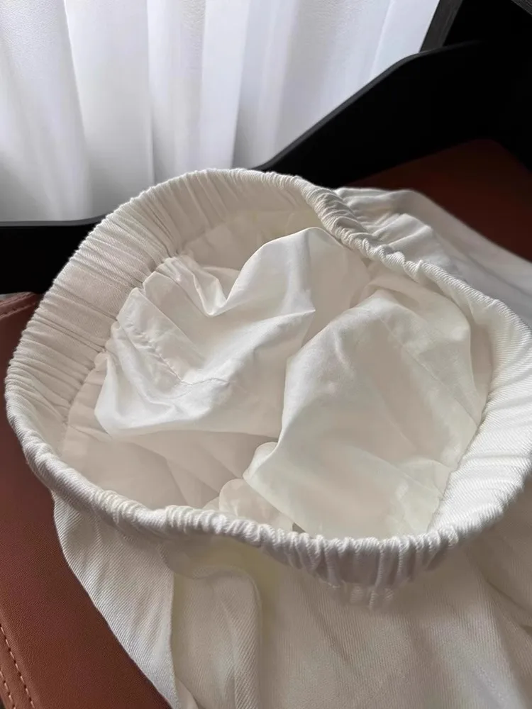 Pantaloni a gamba larga in lino di cotone bianco Pantaloni estivi larghi casual a gamba dritta da donna Pantaloni lunghi a vita alta Pendolari Sle Coreano F...