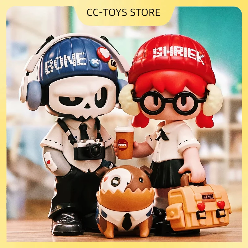 

12cm Limited Edition Mr.Bone First Love Action Figure Big Kid School Uniform Couple Style Cartoon Mr.Bone Figurines Toys Gfit
