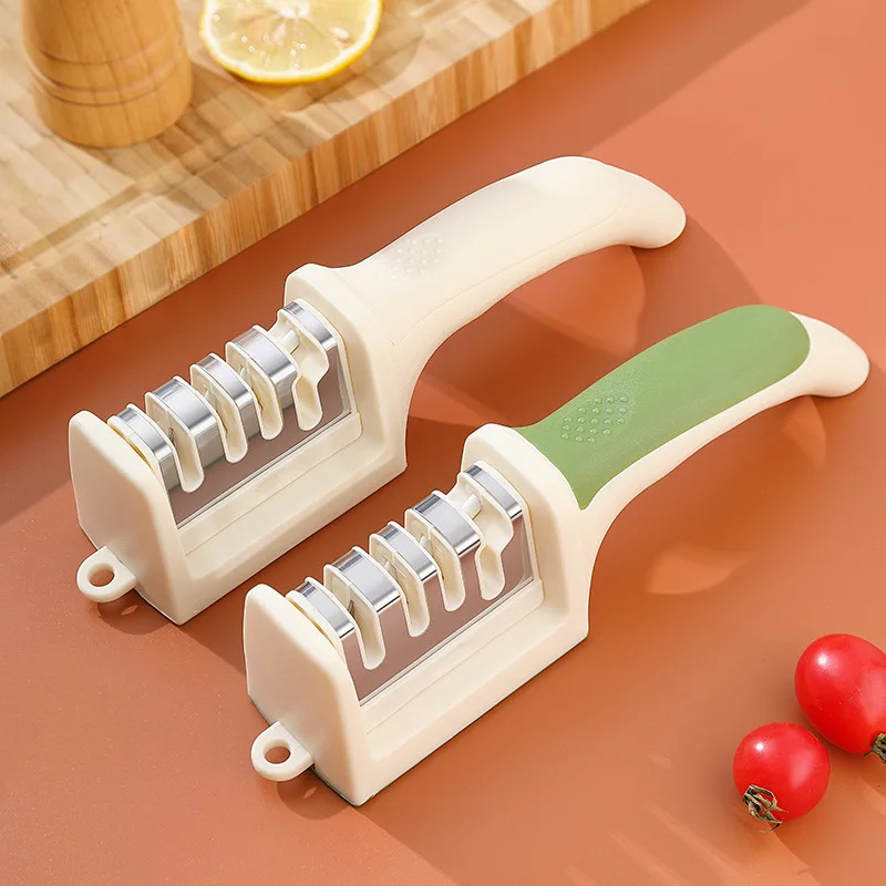 Knife Sharpener Handheld Multi-function 4 or 3 Stages Quick Sharpening Tool With Non-slip Base Kitchen Knives Accessories Gadget