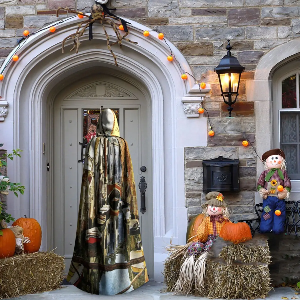 Capa longa com capuz estilo pintura veneza romântica, fantasia medieval de bruxa, capa cosplay, casaco de halloween adulto unissex