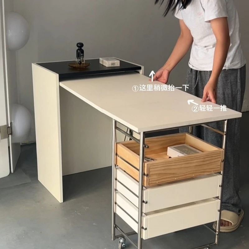 Tavolo pieghevole medievale in legno massello comodino rettangolare invisibile multifunzionale carrello mobile ufficio per l'apprendimento