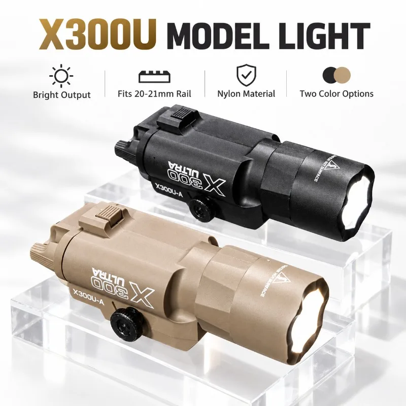 X300U Nylon Hobby Model Flashlight, Rail Mount Bright Torch Ornament for 20-21mm Rail Hobby Assembly Kit