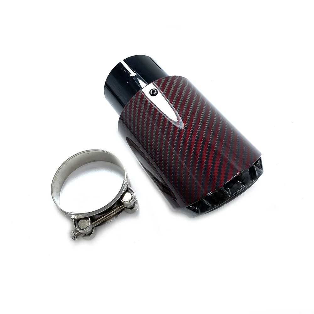 Newest 3 layer Plum Pattern Glossy Carbon Fiber Car Mufflers Tip Universal Stainless Black Exhaust Pipe Muffler Nozzle For Ak