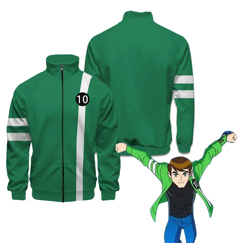 للجنسين Ben10 الغريبة القوة أنيمي تأثيري البلوز سترة هوديي سستة معطف عارضة هالوين الزي بن تنيسون موحدة