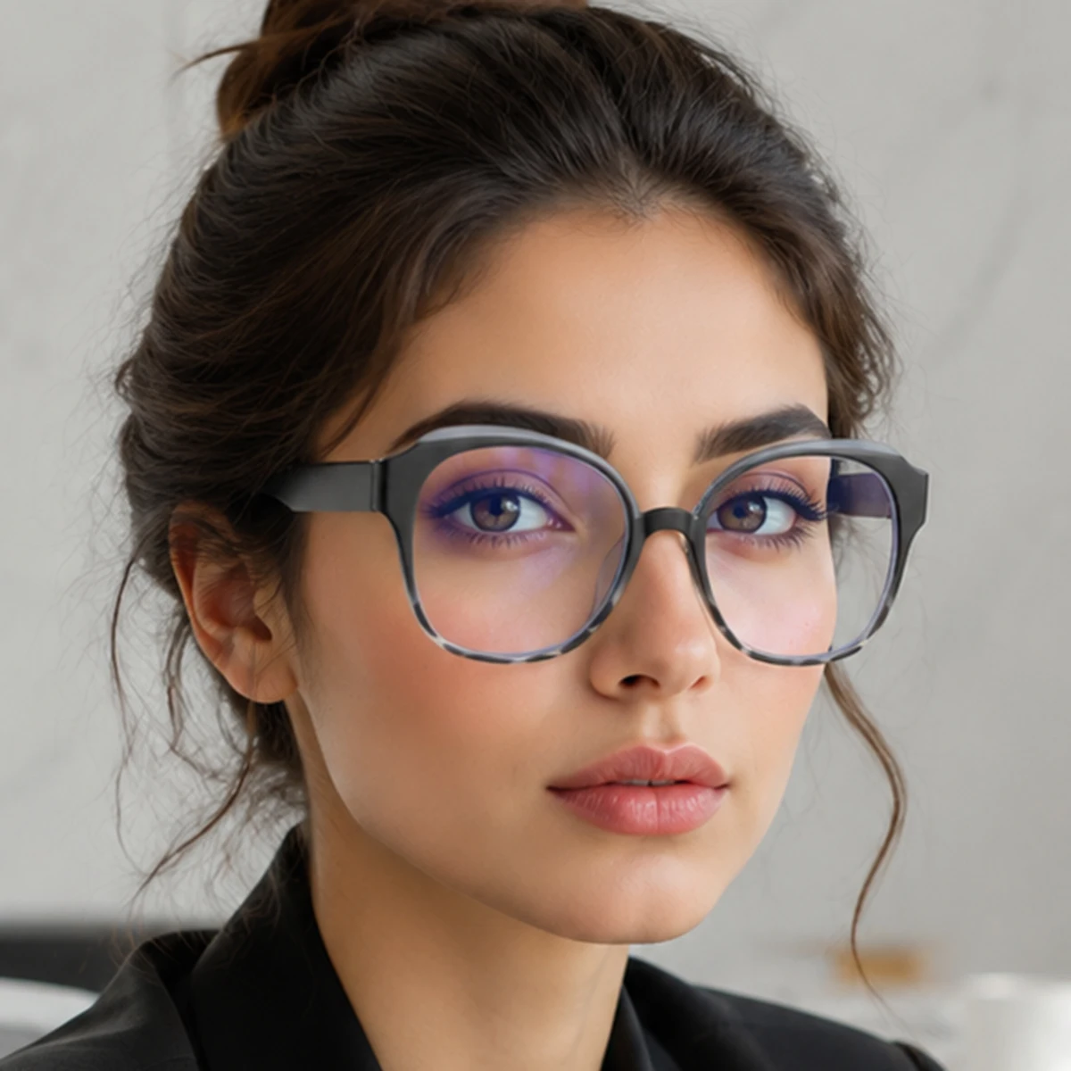 A Pair of Women's Gentle, Rounded Square Frame Decorative Glasses, Which Make the Face Look Smaller and More Youthful, with a Fresh and Attractive Appearance, Versatile and Suitable for Daily Commuting, Shopping, Store