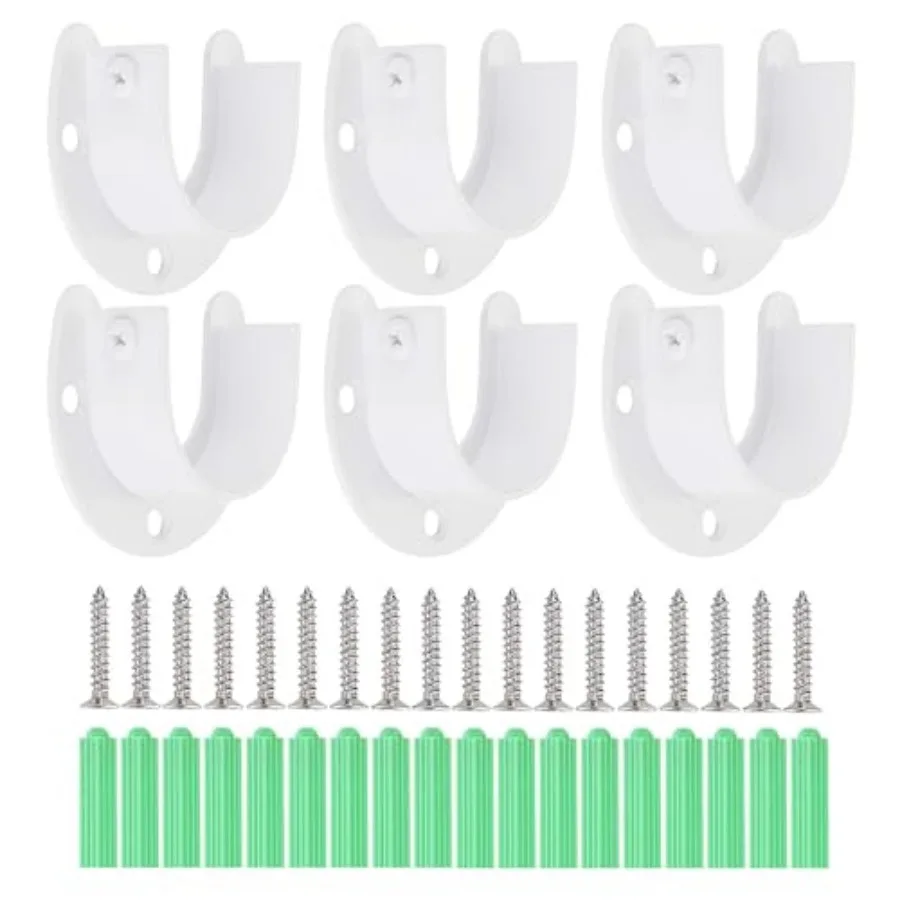 

Wardrobe Closet Rod Bracket 6 Pack Closet Pole Brackets for Wall with Screws, Stainless Steel Rod Flange Holder for Closet Curt