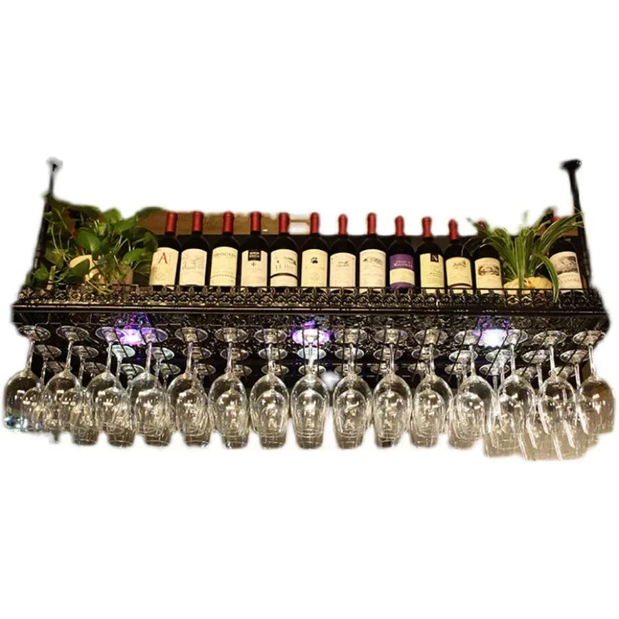 

Ceiling Hanging Wine Rack Upside Down Holders Wedding Glass Cup Showcase Restaurant Wine Cabinet Mobile Boutique Furniture