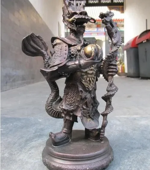 Chinese myth classical Red Bronze carve sea dragon King buddha statue