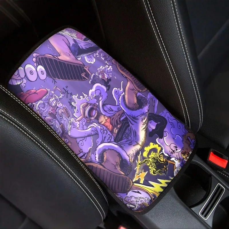 One Piece Luffy Anime Armrest Pad Car Interior Accessories Armrest Mat Animes Decorations Armrest Box Dust Mats New Car Gifts