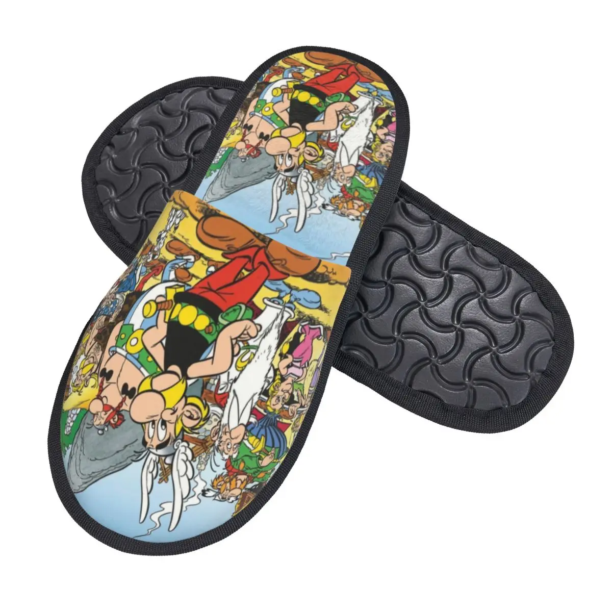 Custom Anime Asterix And Obelix Soft Memory Foam House Slippers Women Anime Cartoon Getafix Cozy Warm Anti-skid Sole Slipper