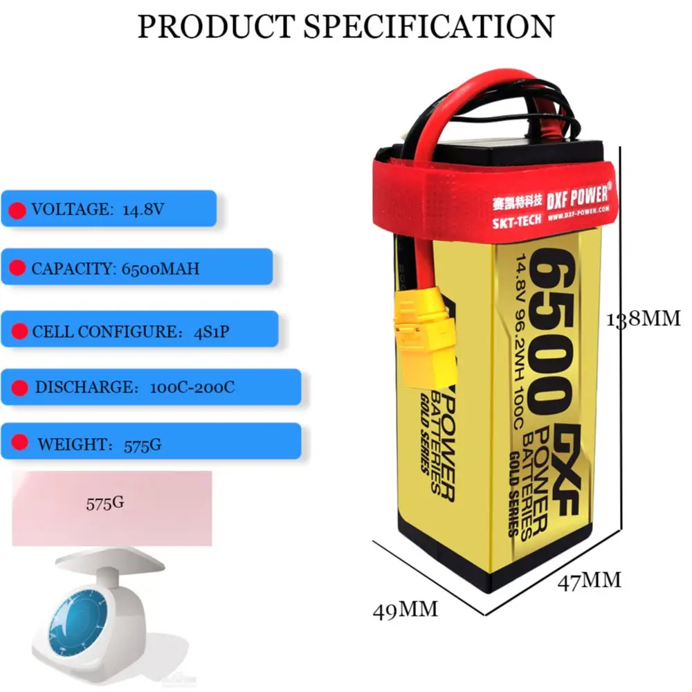 DXF 6S 22.2V 10000mAh batteria Lipo 15.2V 14.8V 11.1V 7.4V 4S 3S 2S 6500mAh 7000mAh 8000mAh 8400mAh 9200mAh 5200mAh per auto RC