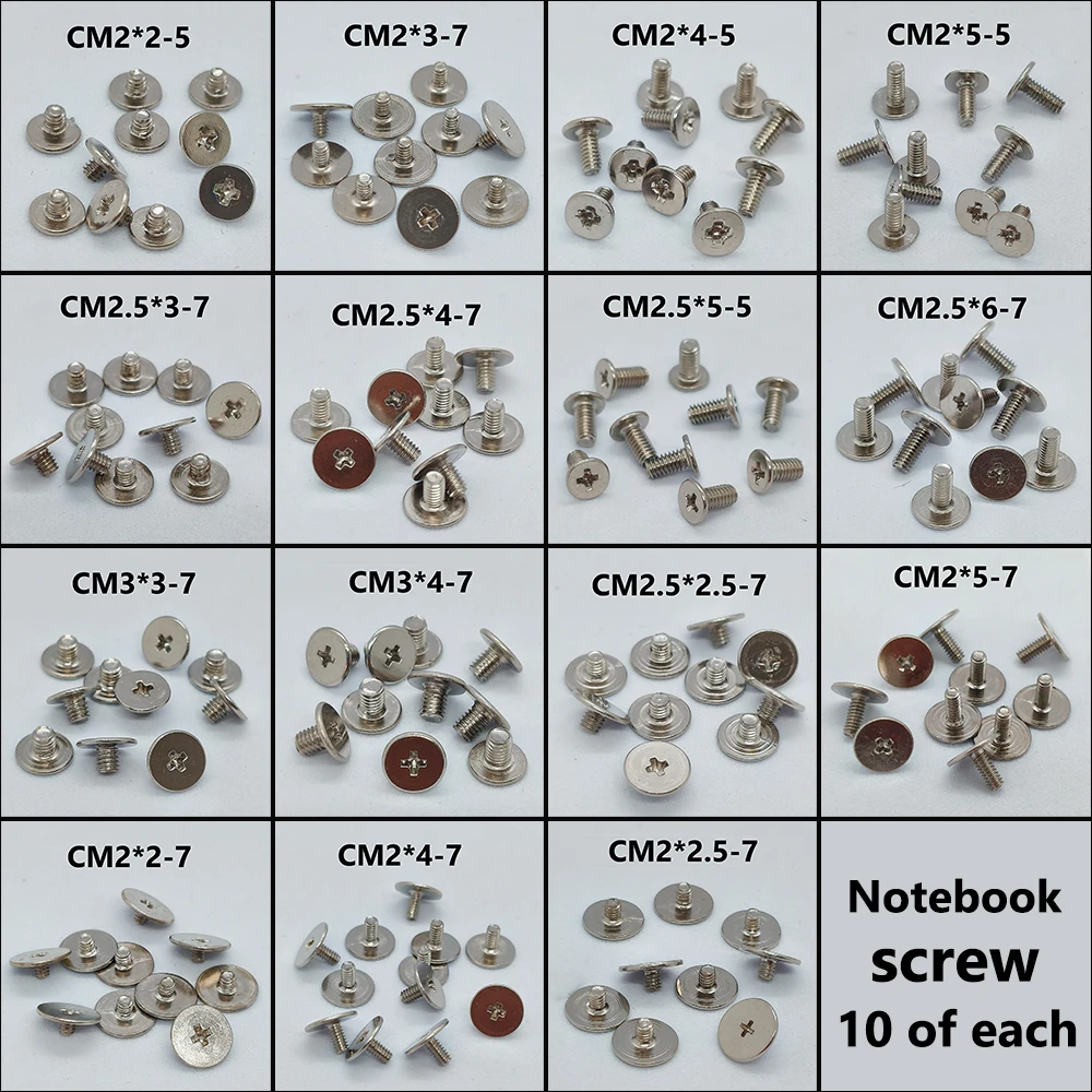 1 Set Notebook-Schrauben, je 10 Stück: 2 * 2-5/7, 2 * 2.5-7, 2 * 3-7, 2 * 4-5/7, 2 * 5-5/7, 2.5 * 2.5-7, 2.5 * 3-7, 2.5 * 3-5, 2.5 * 6-7, 3*3 – Detail 1