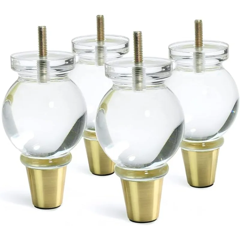 Set of 4 Acrylic Furniture Legs Replacement Sofa Feet Cabinet Modern Clear Decor DIY Legs Classical Style