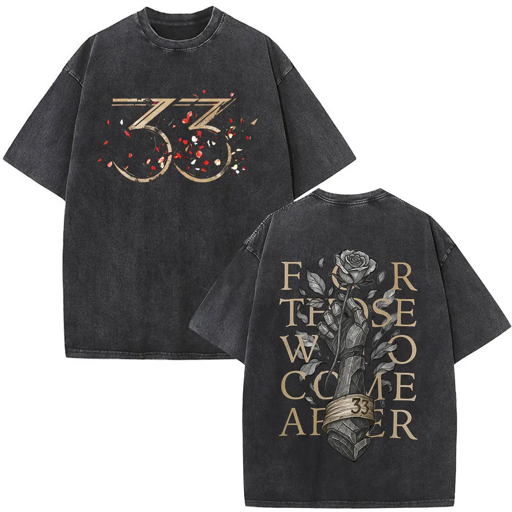 Vintage Washed Game Clair Obscur Expedition 33, für diejenigen, die nach kommt, T-Shirts, Herrenmode, übergroße Kurzarm-T-Shirts
