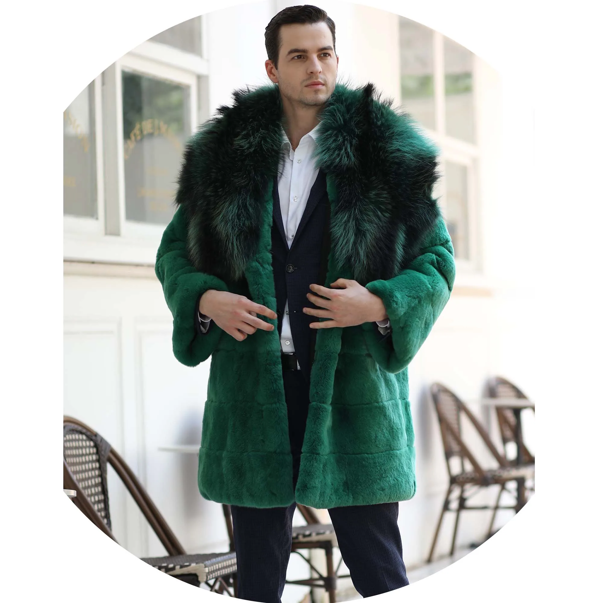 

Big Raccoon Fur Collar Real Rabbit Fur Men and Women Jacket