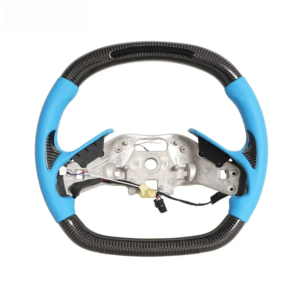 

Светодиодный руль из карбона с синей гладкой кожаной отделкой для Chevrolet Corvette C8 Z06 Z07 2020-2024, индивидуальная сборка, с подогревом