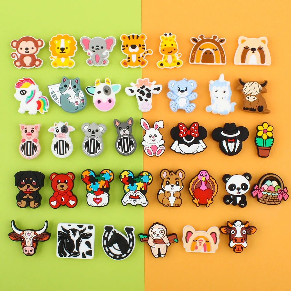 5/10Pcs Focal Silicone Beads Animals Cute kandi Beads for Jewelry Making Crafts DIY Pen Beaded Key Chain Bracelet Accessories