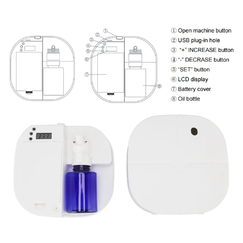 100ml Hotel Diffuser Commercial Wall Mounted Essential Oil Automatic Spray Machine Miniature Aromatherapy Machine For Home DC5V