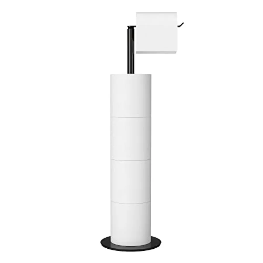 

Black Toilet Paper Holder Stand and Dispenser for 4 Spare Rolls, Stainless Steel Free-Standing Toilet Tissue Paper Roll Storage