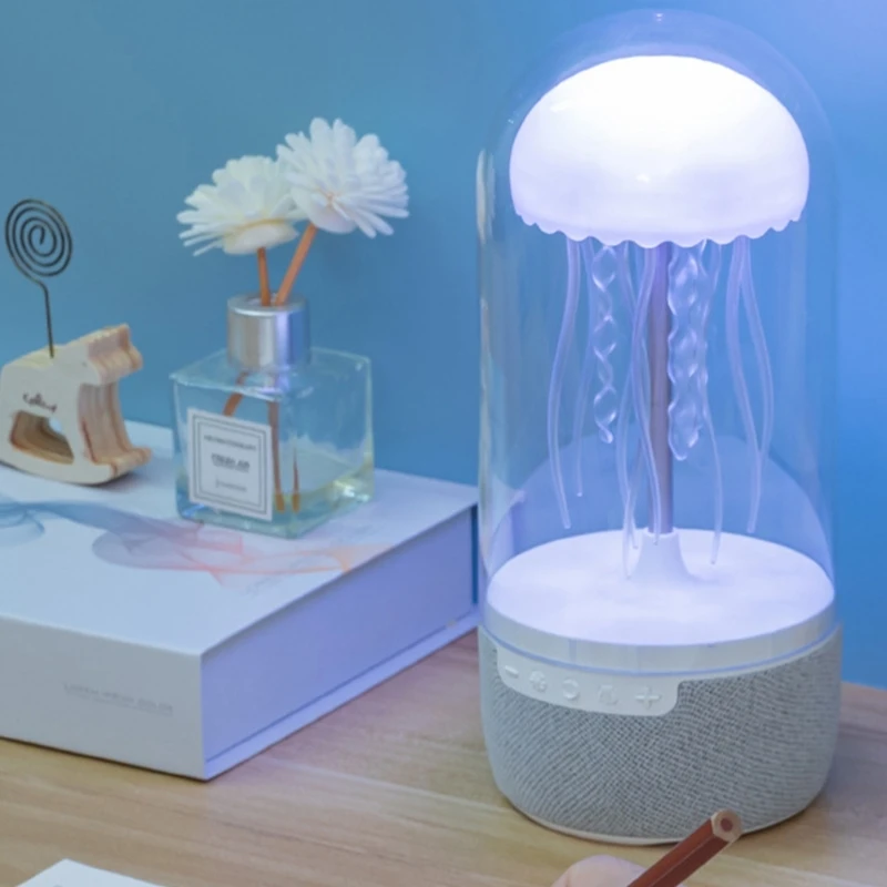 A9LC Ocean Themed Jellyfish Lamp Integrated Bluetooth-compatible Subwoofer Night Light Creative Desktop Bedside Decoration