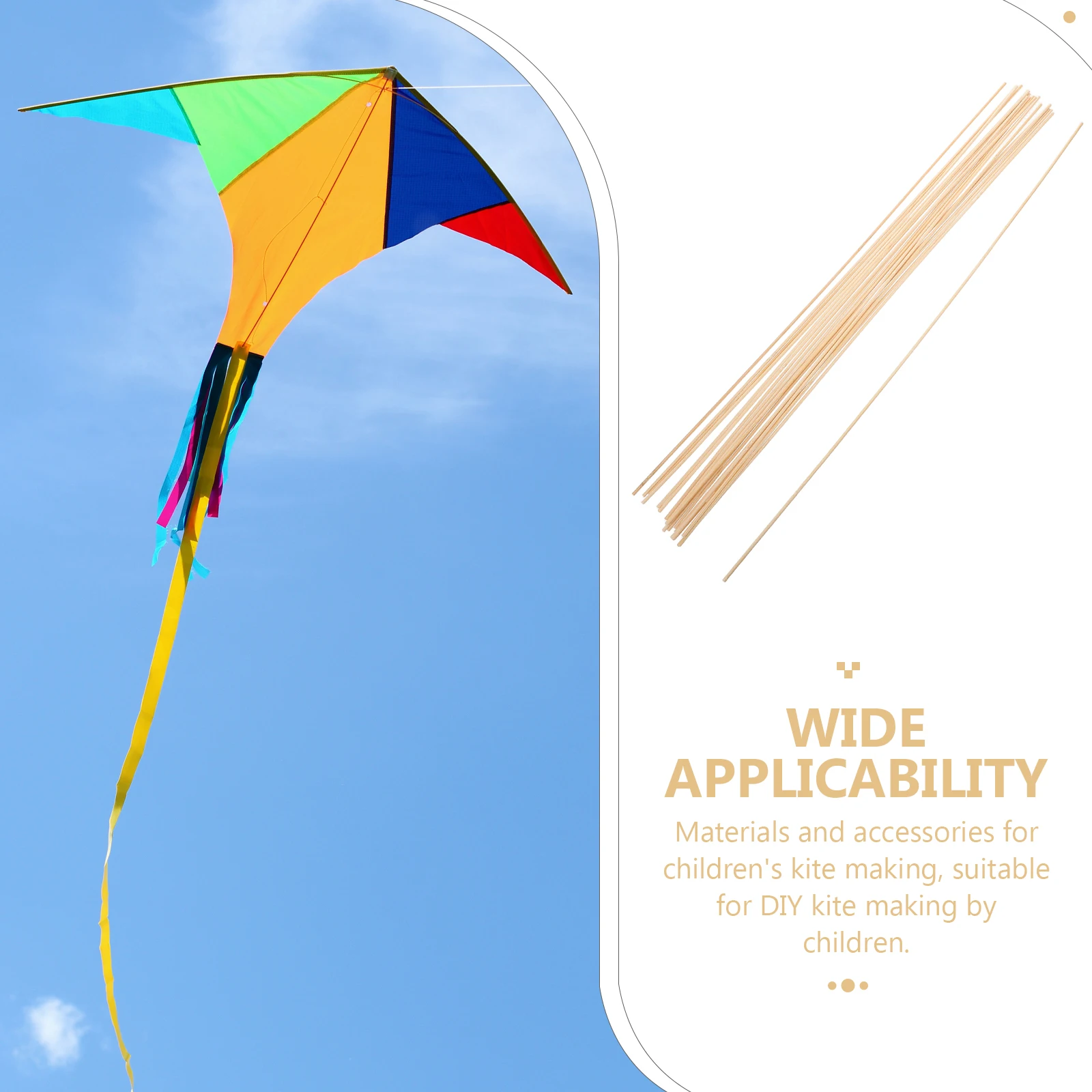 20 piezas tiras de bambú para palitos de cometa, manualidades, jaulas para pájaros, actividades para niños, pasadores de madera, postes finos, suministros para manualidades, juguetes al aire libre