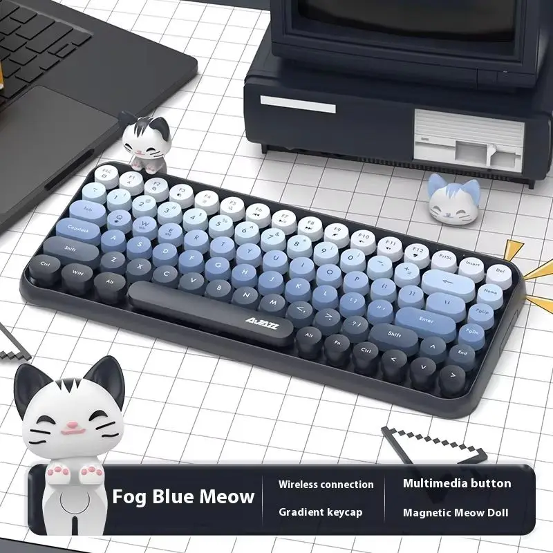 

New Ajazz 308i Dot Punk Gradient Keycap Wireless Bluetooth Keyboard Compatible With Ipad Iphone Mac Laptop Perfect Surprise Gift