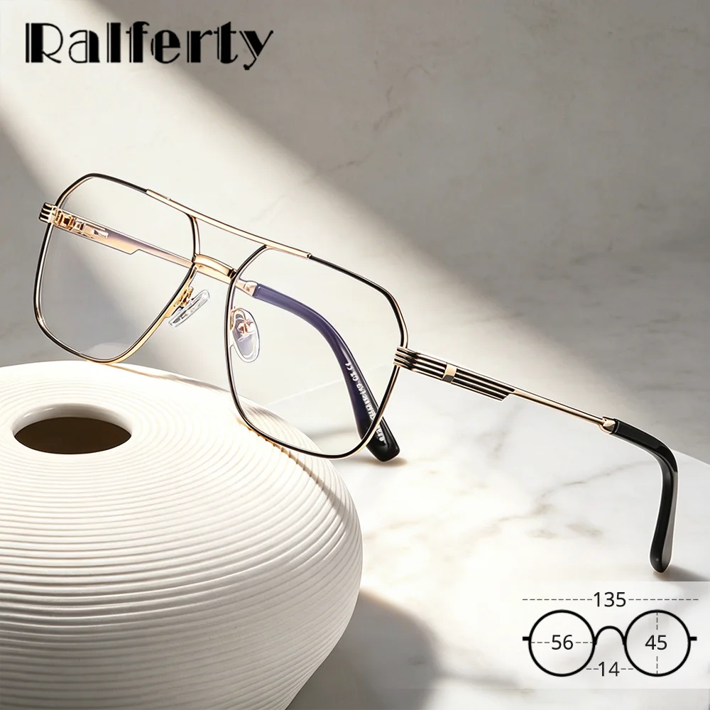 Luxury Men's Glasses Frame Metal Eyeglass Frames Computer Anti Blue Light Graduated Optical Lenses with Custom Recipe No Diopter