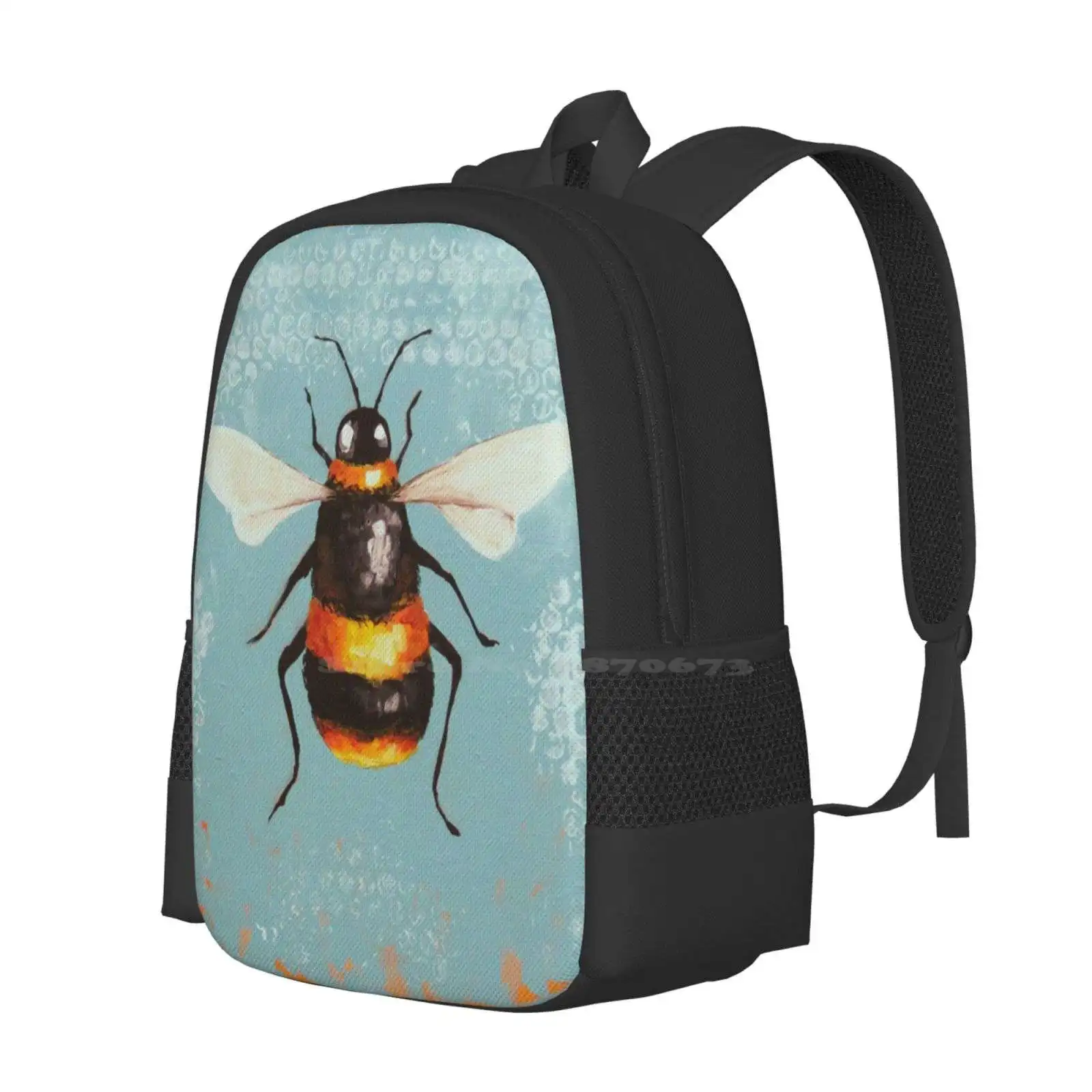 Bee ( 1 ) Bag Backpack For Men Women Girls Teenage Whimsical Bee Lucia Stewart Bee Art Bee Design Bee Inspired Acrylic On