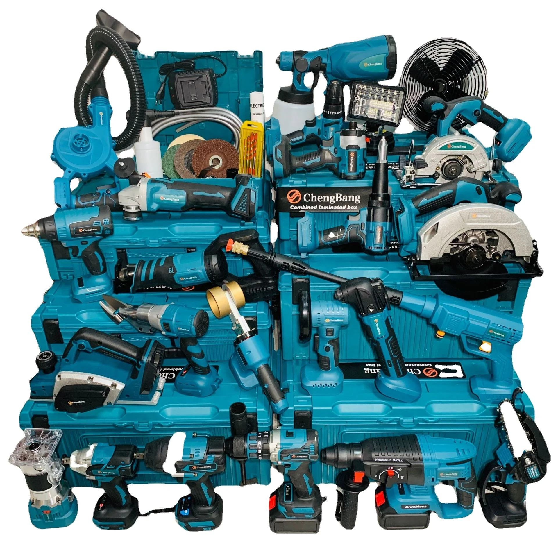 Kits combinados de ferramentas elétricas sem escova 20v 24pcs conjuntos de ferramentas manuais operadas por bateria de lítio