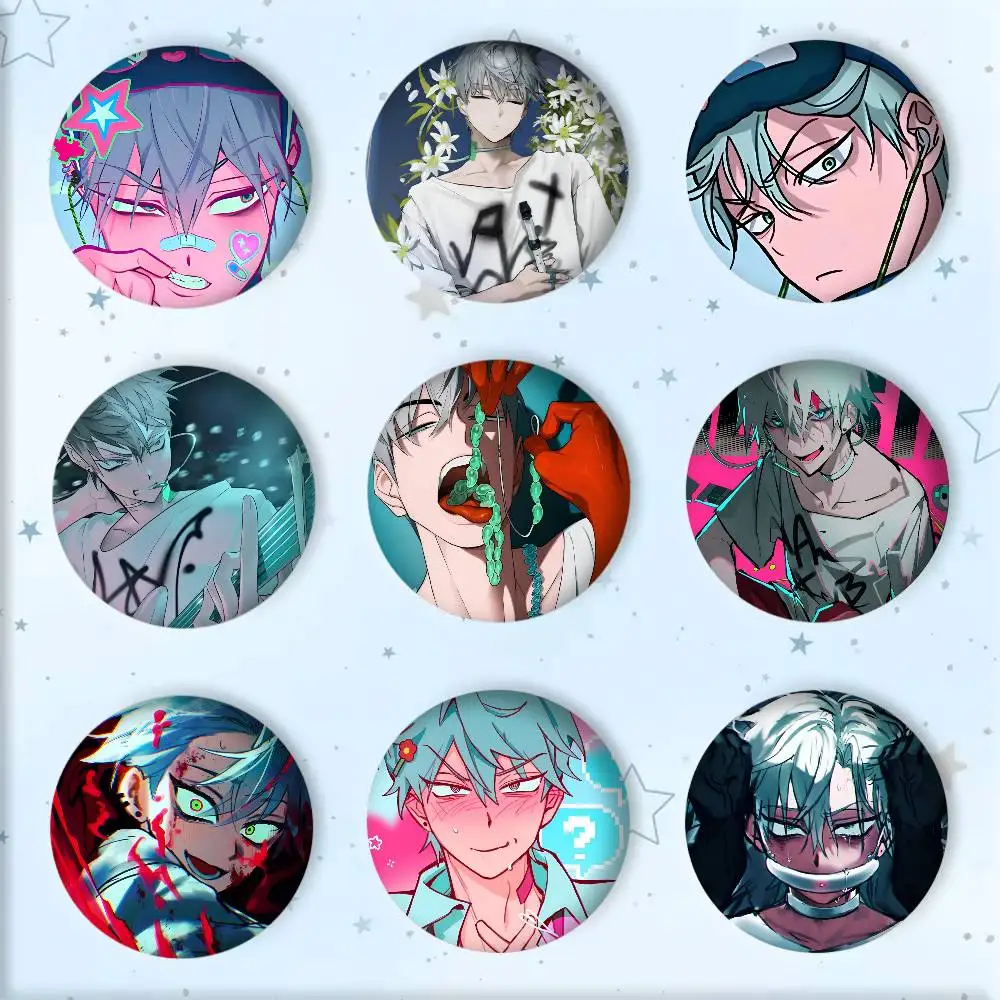 Game Anime Cartoon Cool Boy A-Alien S-Stage Till Badges Round Cosplay Pin Bag Decor Fans Collect Friends Gifts Brooch