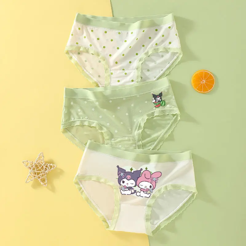 

3Pcs Sweet Kawaii Kuromi Sanrio Anime Ins Mesh Underwear Briefs Cute My Melody Cartoon Baby Boxer Shorts Pants Gifts for Kids