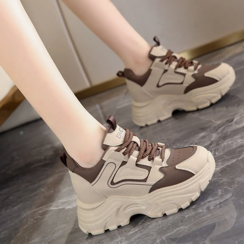 Thick Sole Clunky Sneakers Women Comfortable Walking Platform Shoes Fashion Heighten Casual Shoe 2024 Outdoor Fitness Sneaker