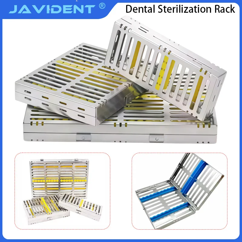 1Pcs Dental Implant Instrument Storage Box, Stainless Steel Dental Instrument Tray, Pack of 5/10/20, with Rubber Connectors