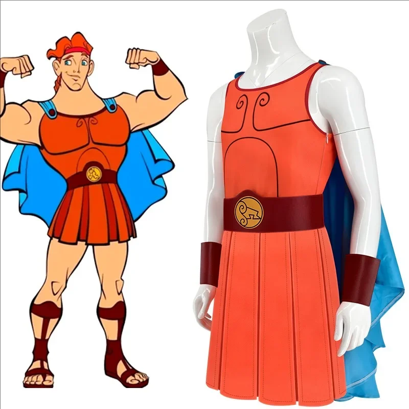 Disfraz de Hércules, mono de fantasía con chaleco y capa, traje de disfraz para fiesta de carnaval de Halloween