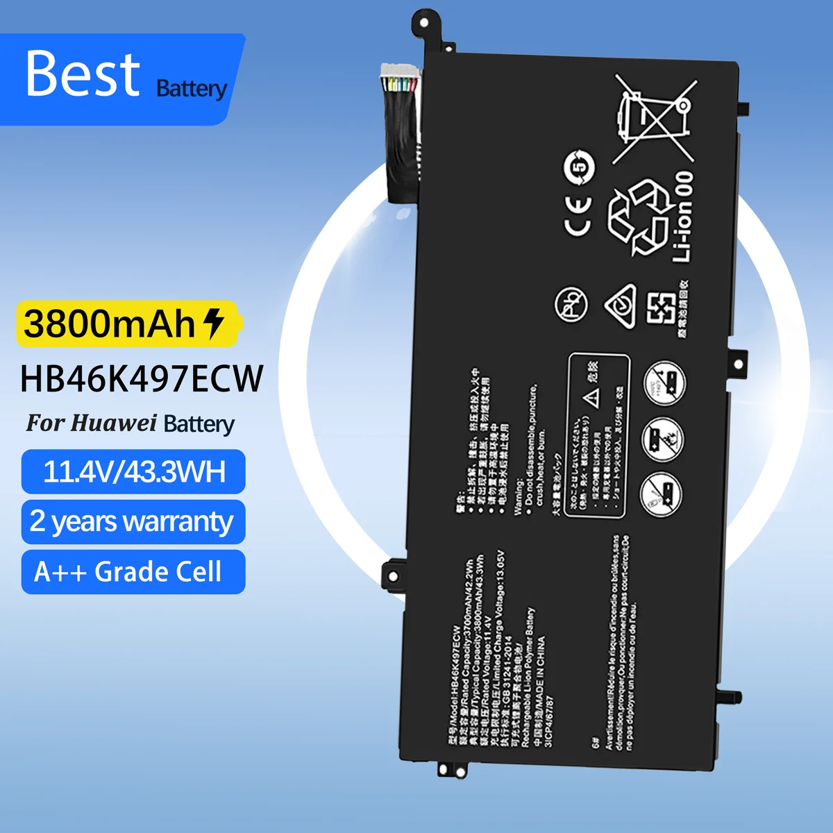

HB46K497ECW Аккумулятор для ноутбука Huawei Matebook D 2018, PL-W19 PL-W19A PL-W09 PL-W29 MRC-W50 W60 W70, серия