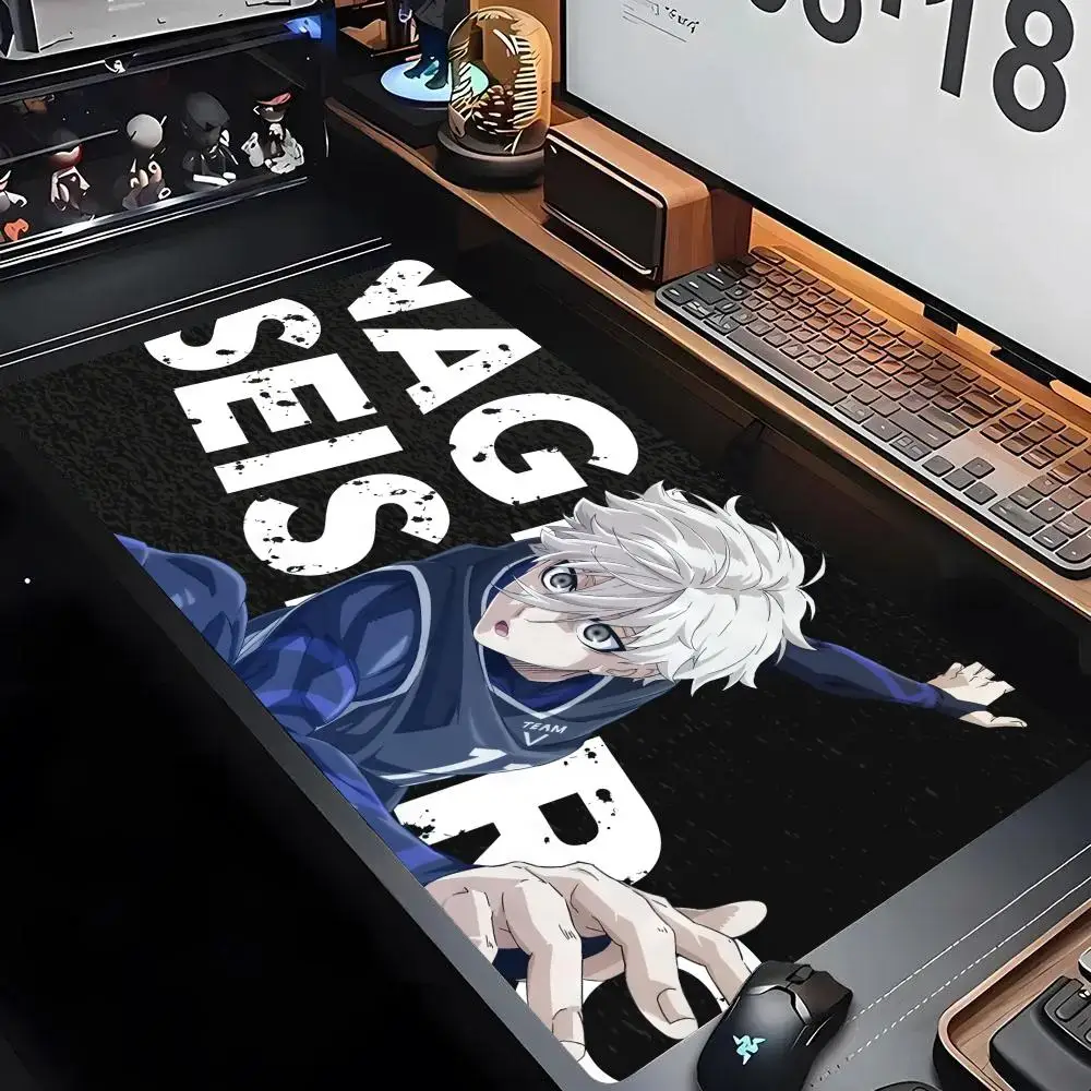 Japan Anime Blue Lock Nagi Seishiro Mousepad PC Gamer Cabinet Keyboard Rug XXL Black And White Mouse Pad Laptop Gaming Desk Mat