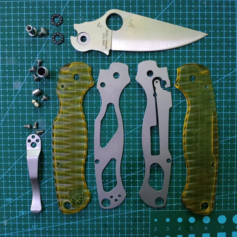 1 Set DIY Replacement ULTEM Handle Scales + 14c28N Blade for Spyderco C81 Modify Accessories