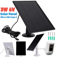 Solar Panel 3W 6V Charging Panel USB+Type-C for Ring Eufy Blink Arlo Camera Security Surveillance Wall Mount Solar Panel Charger