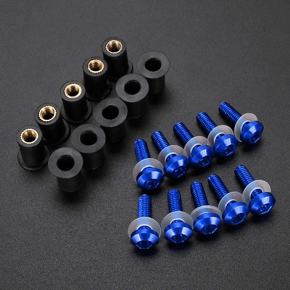 

For Yamaha MT09 MT-07 YZF R1 R6 R3 R25 FZ16 Fz1 FZ8 FZ6 MT03 Tmax xmax 530 500 10PCS M5 Windscreen Windshield Bolts Screws Kit